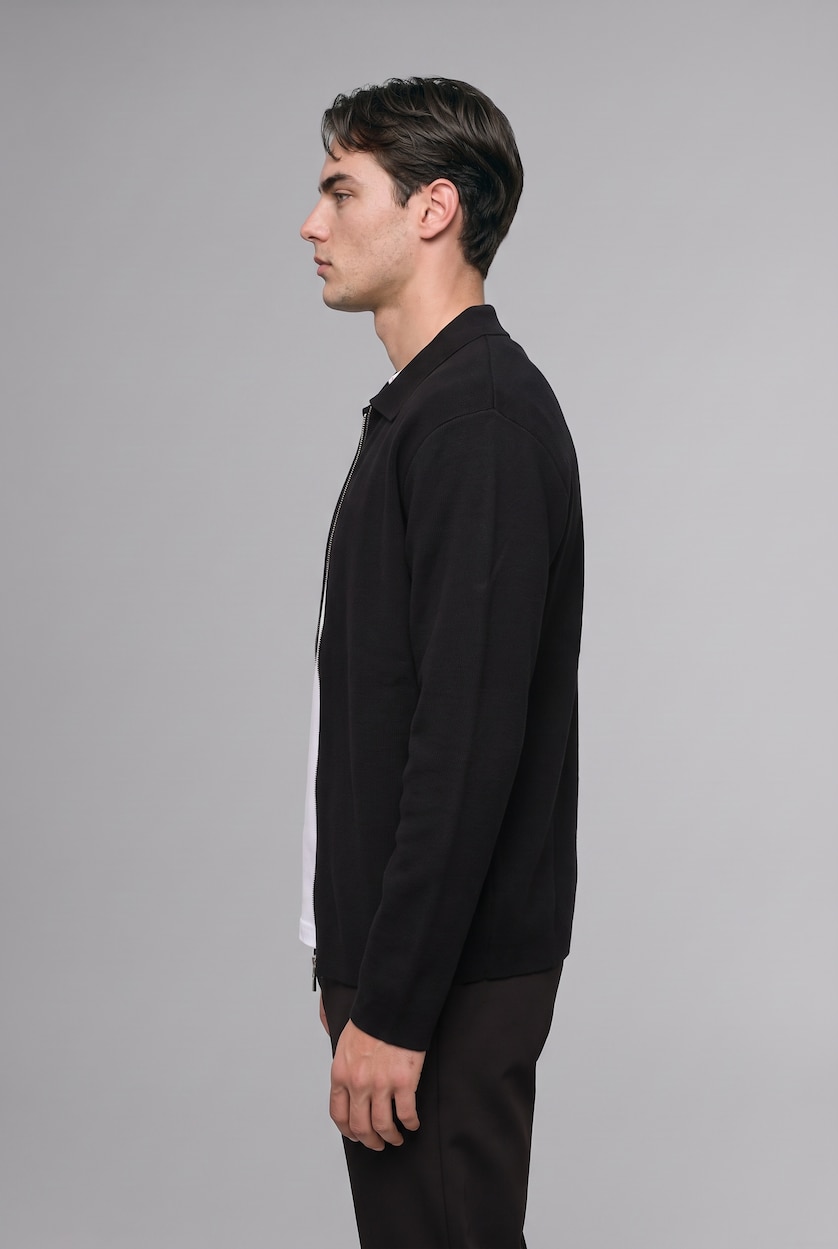 Man Black Standard Fit Knitwear Cardigan