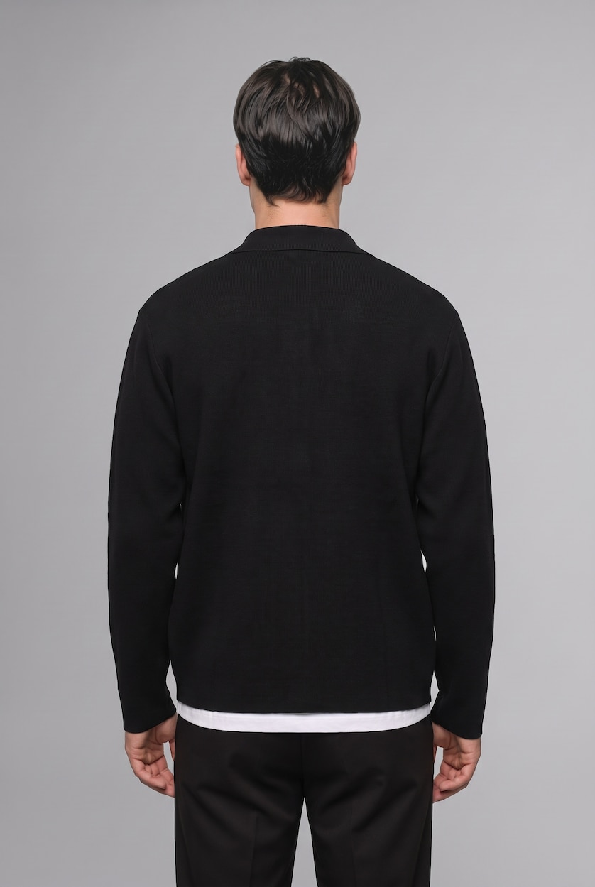 Man Black Standard Fit Knitwear Cardigan