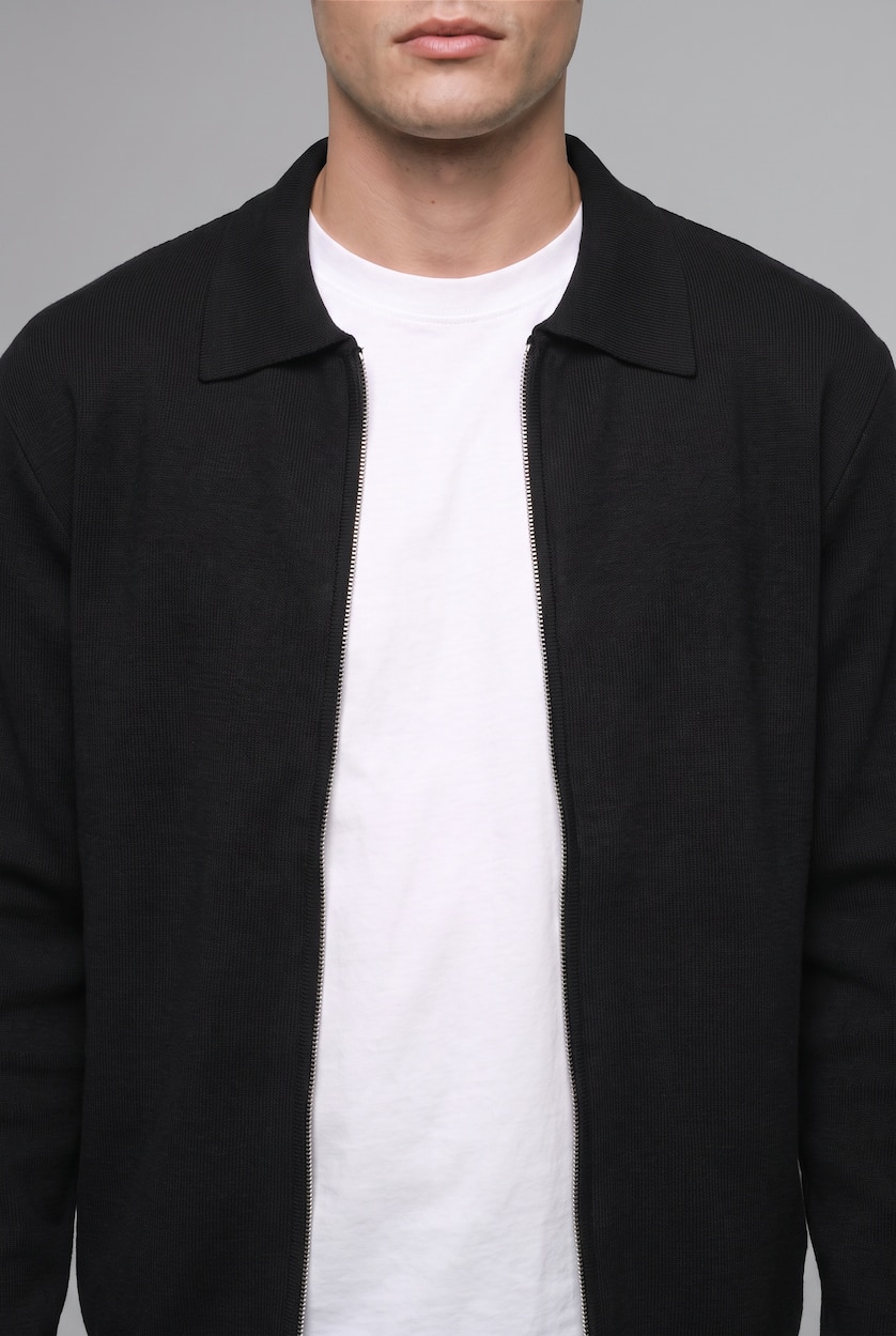 Man Black Standard Fit Knitwear Cardigan