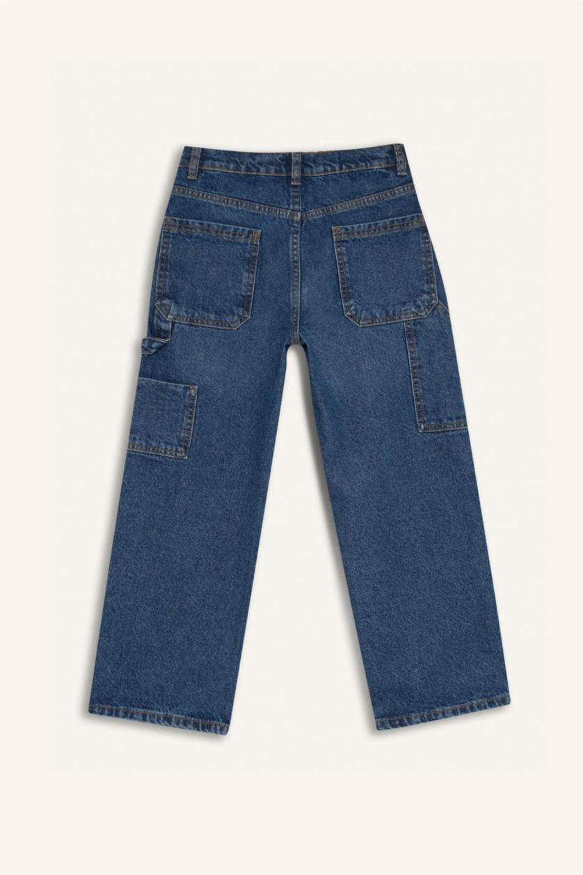 Erkek Çocuk - Genç Erkek Mavi Wide Leg Jean Pantolon Erkek Çocuk