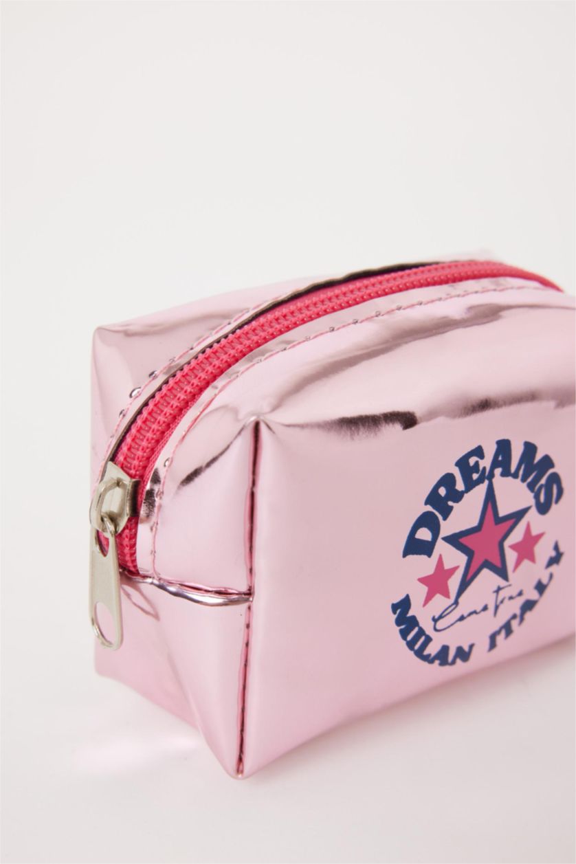 Kadın Gülkurusu Kadın Desenli Fermuarlı Bozuk Para Cüzdanı