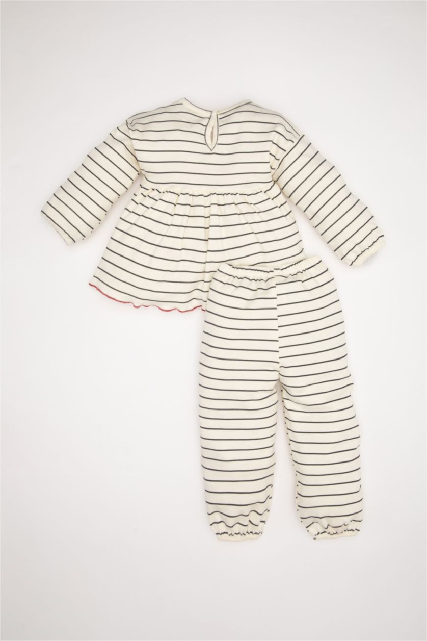 BÉBÉ FILLE Écru Pyjama Top à manches longues rayé - Bas de pyjama à taille élastiquée pour BéBé Fille