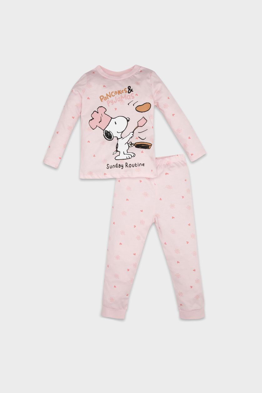 BÉBÉ FILLE Rose Clair Ensemble de pyjama Snoopy avec haut à manches longues et pantalon long pour Bébé fille
