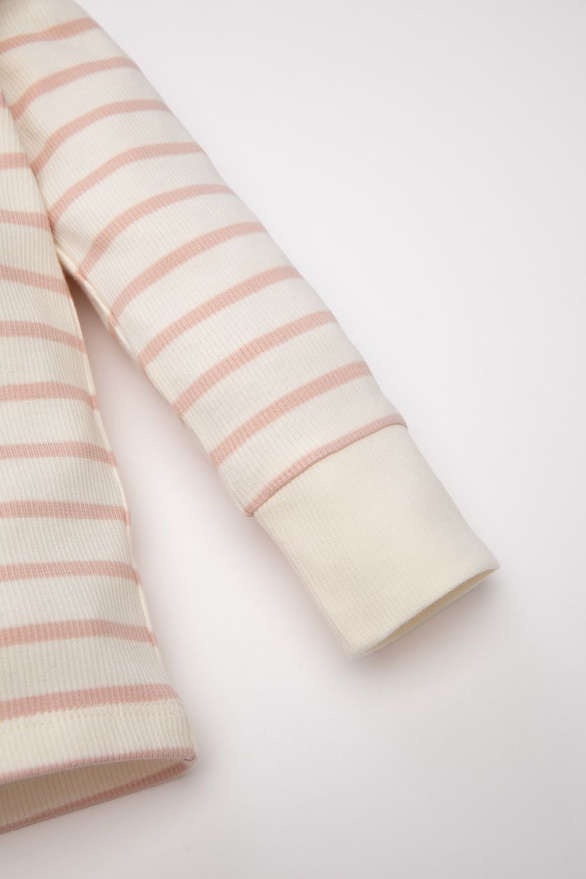 BABY GIRL Light Rose Baby Girl Striped Corduroy 2 Piece Pajama Set