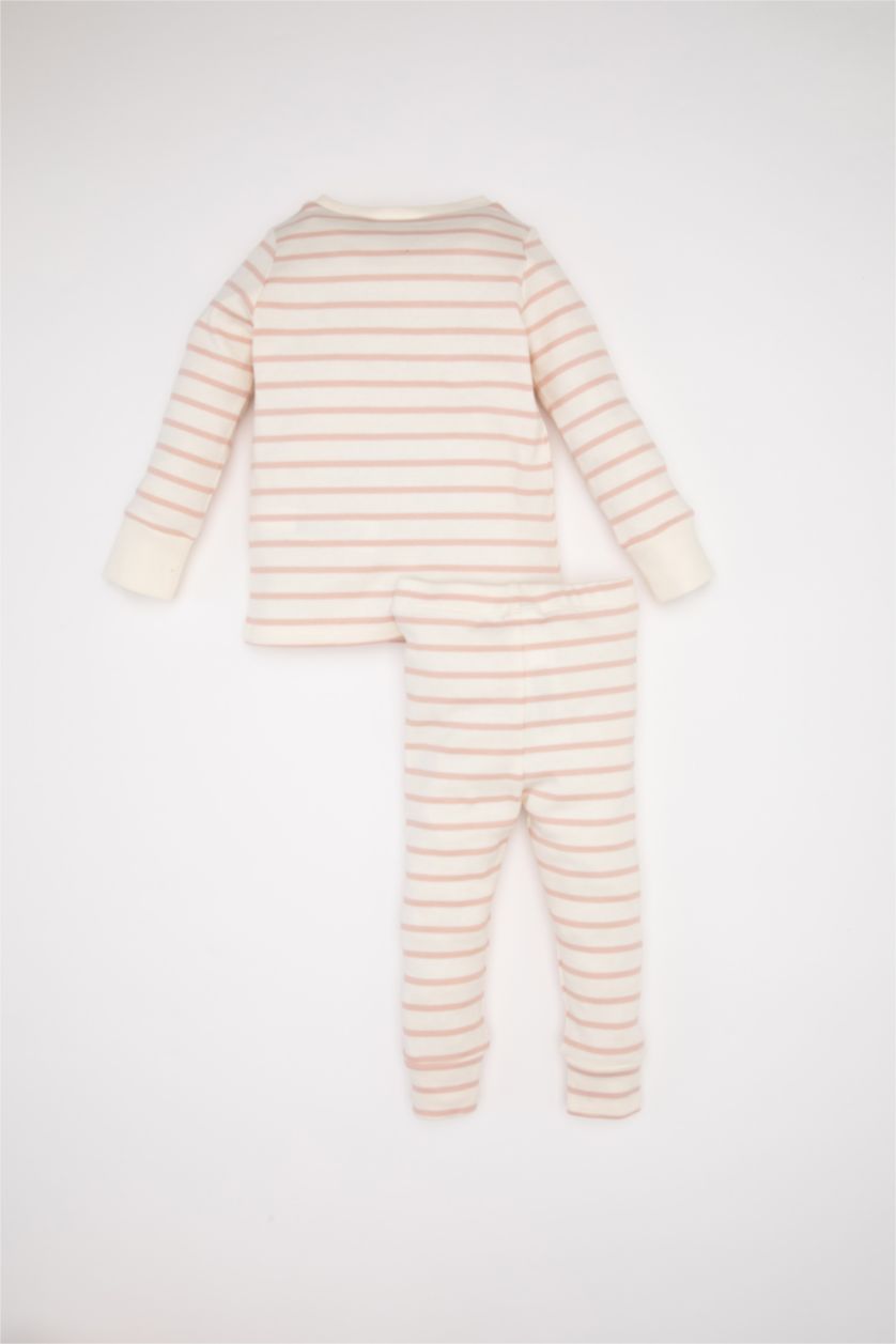 BABY GIRL Light Rose Baby Girl Striped Corduroy 2 Piece Pajama Set