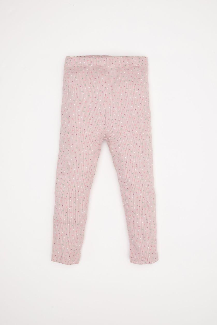 Kız Bebek Lila Kız Bebek Pijama Takımı Puantiyeli Fitilli Kaşkorse Uzun Kollu Üst Uzun Alt