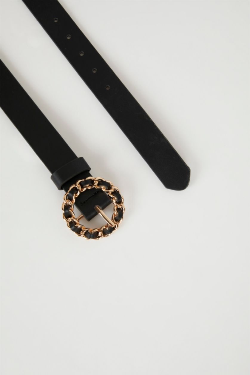 FEMME Noir Ceinture en Simili-cuir Classique pour Femme