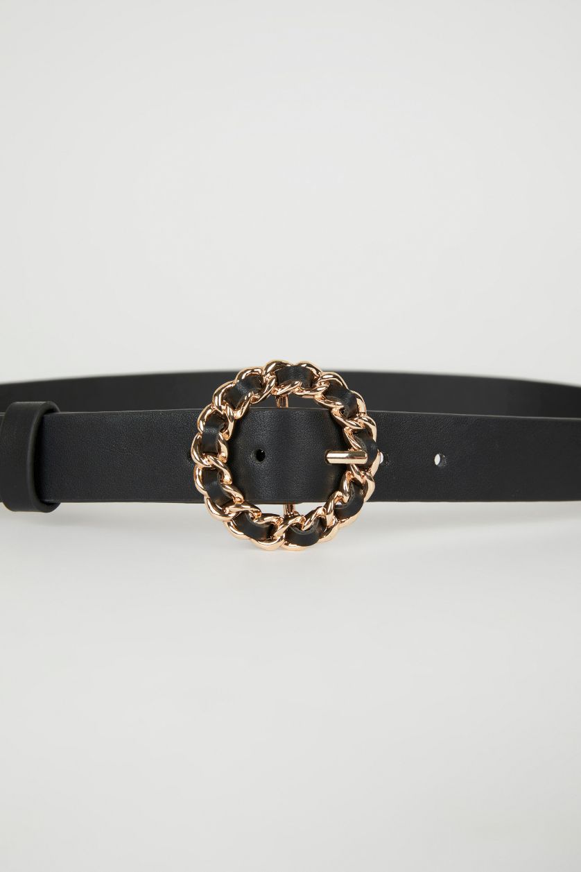 FEMME Noir Ceinture en Simili-cuir Classique pour Femme