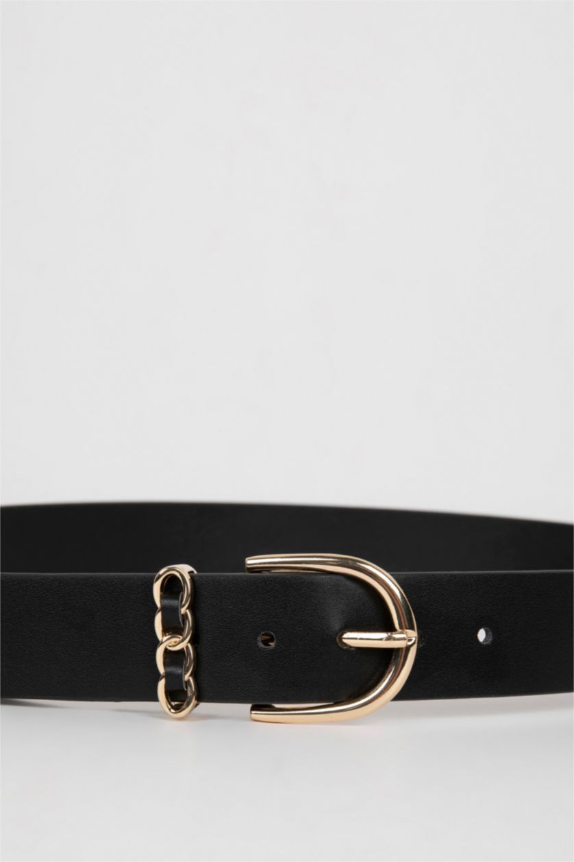 Kadın Siyah Kadın Suni Deri Jean Kemeri