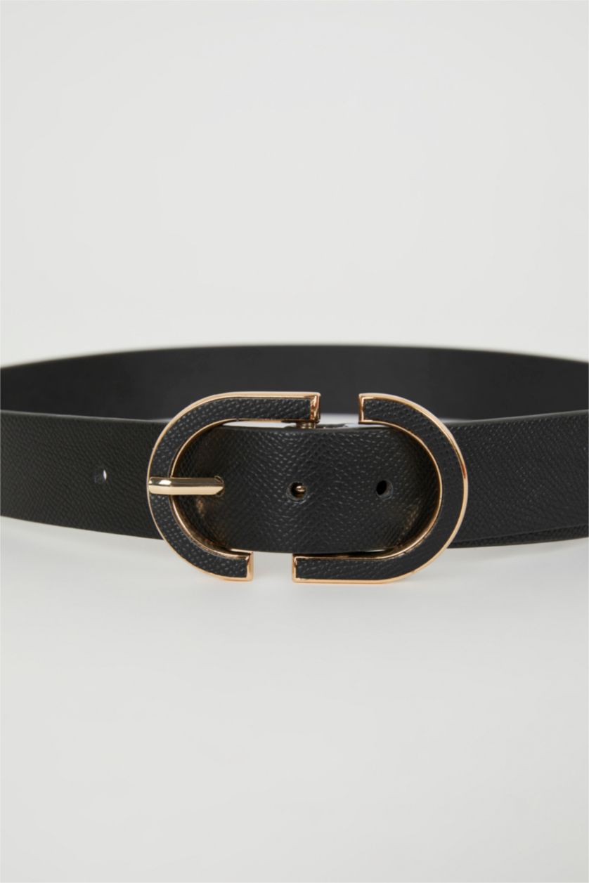 FEMME Noir Ceinture classique en Simili-cuir pour Femme