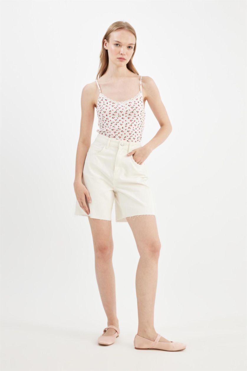 نساء أبيض تانك توب سليم بدون كم بنقشة فواكه