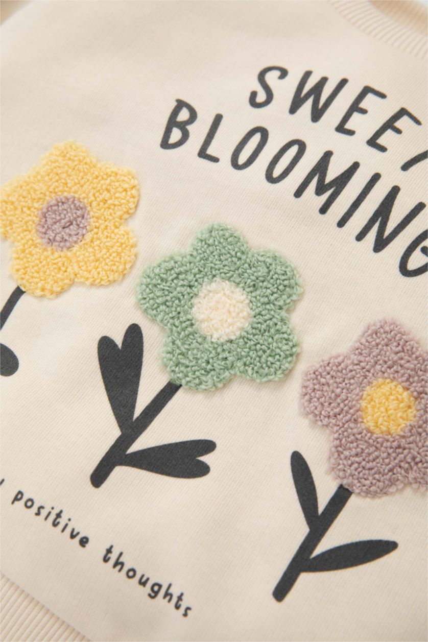 BÉBÉ FILLE Écru Sweat-Shirt imprimé Coupe Régulière Col Ras Du Cou