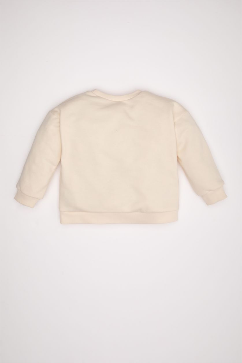 BÉBÉ FILLE Écru Sweat-Shirt imprimé Coupe Régulière Col Ras Du Cou
