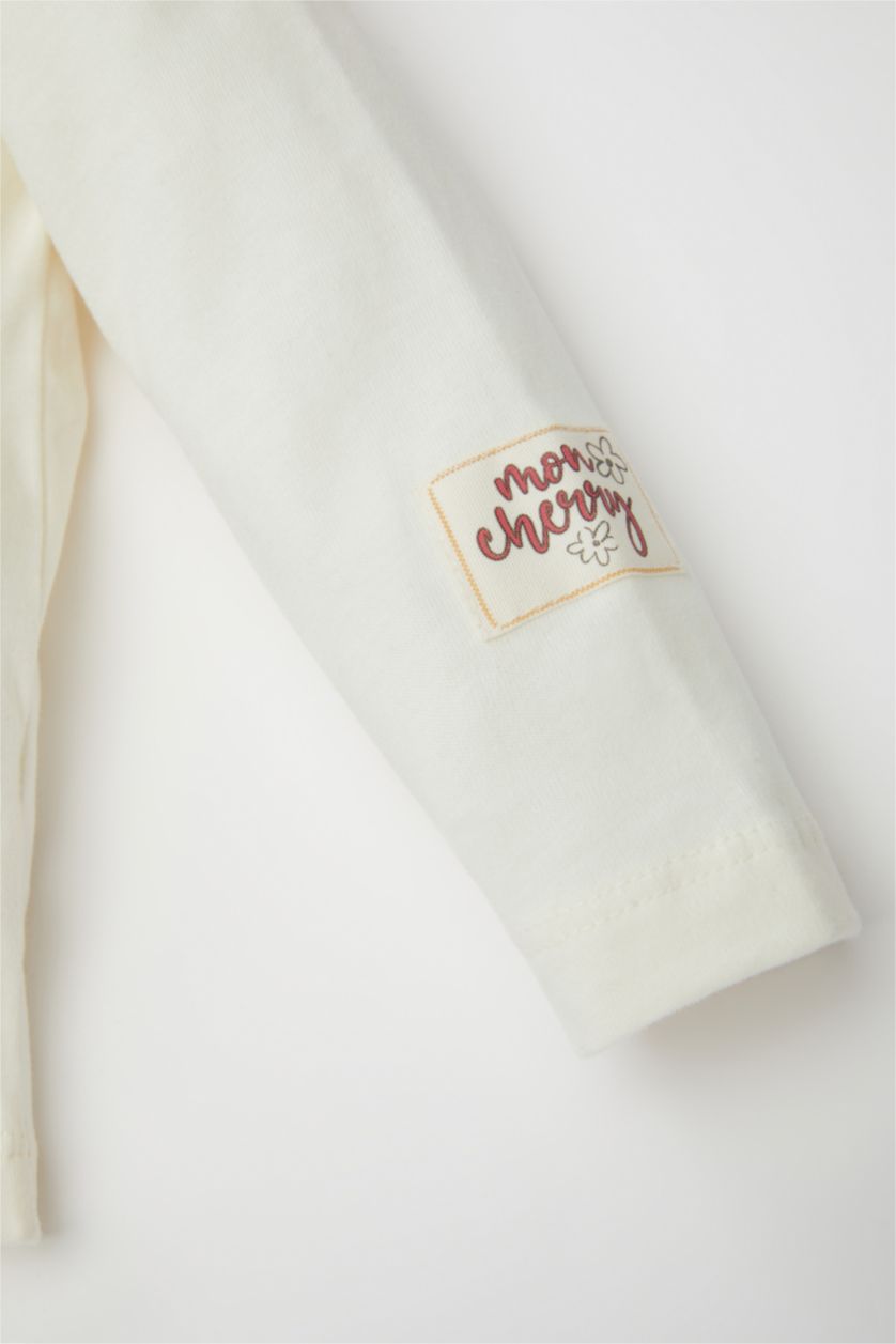 Сәби Қыз экру Сәби Қыз велосипед мойыны гүл ұзын жеңді Ұзын жеңді футболка