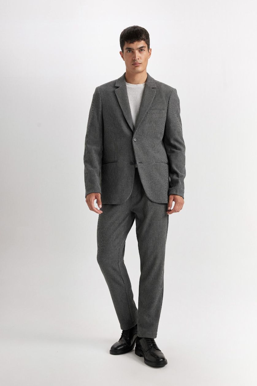 HOMME Anthracite Pantalon tailleur droit à coupe régulière avec poches