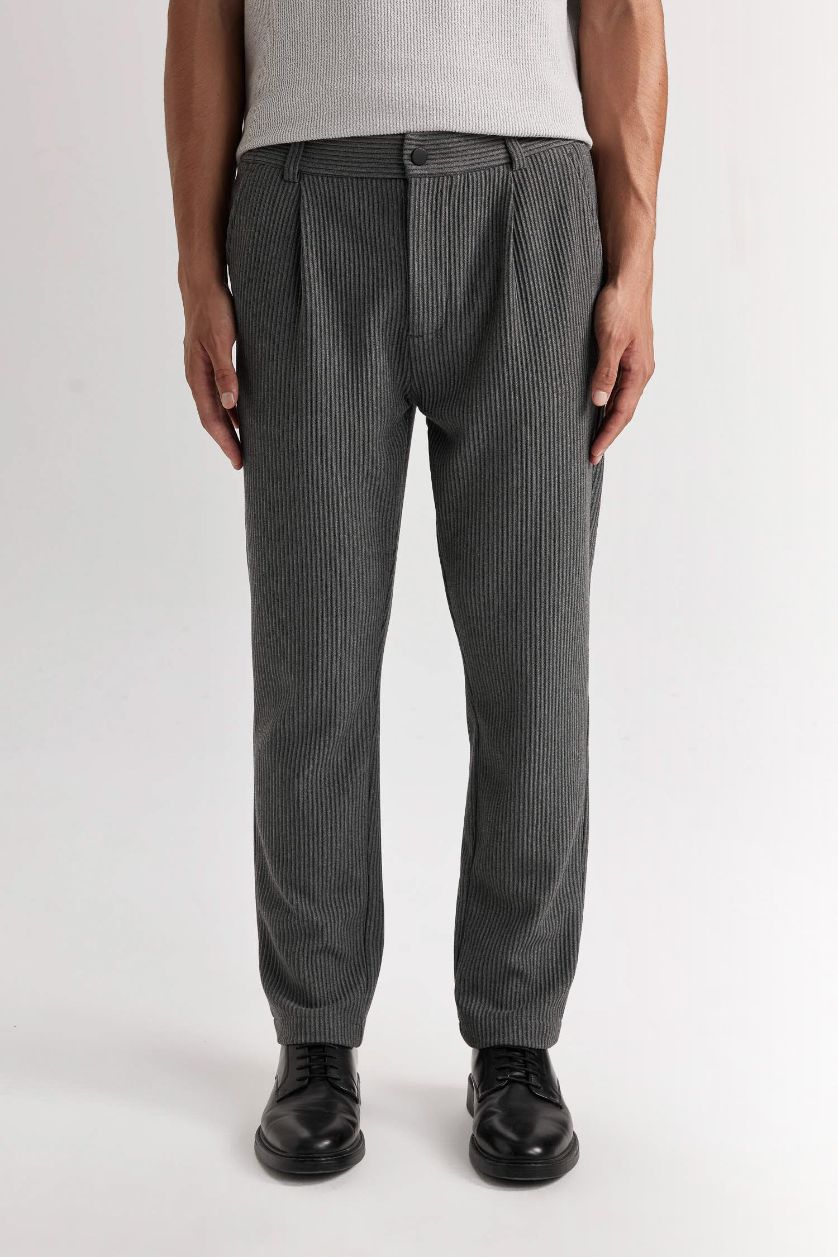 HOMME Anthracite Pantalon tailleur droit à coupe régulière avec poches