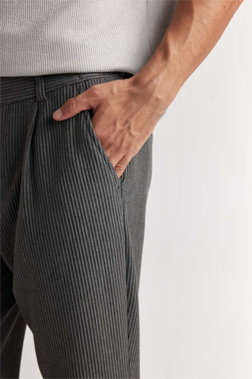 HOMME Anthracite Pantalon tailleur droit à coupe régulière avec poches