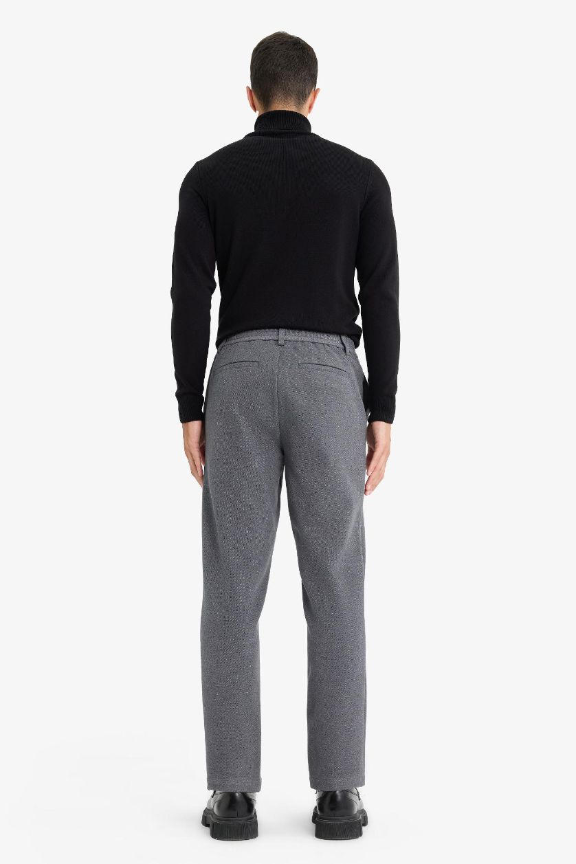 Erkek Antrasit Melanj Tailored Regular Fit Düz Paça Pantolon