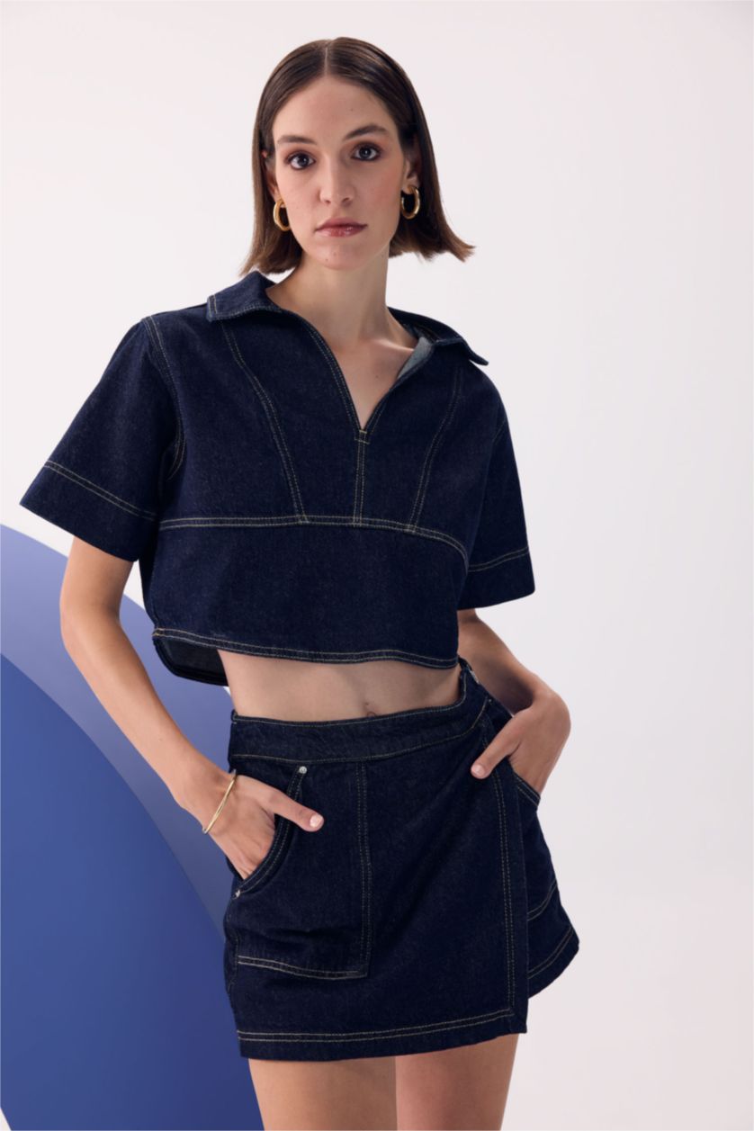 نساء أزرق غامق Fashion Fit Denim