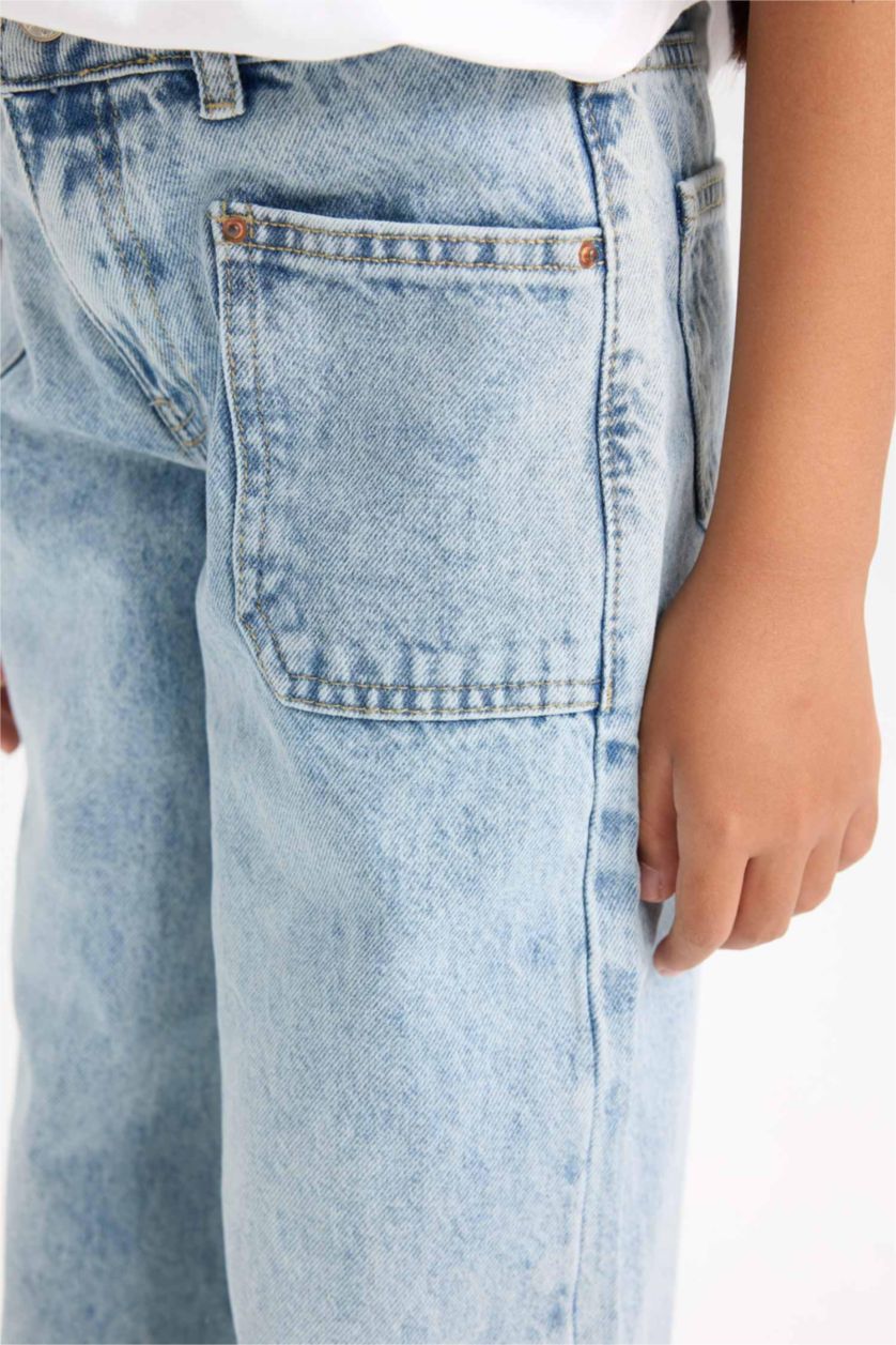 GIRLS & TEENS Light Blue Girl Wide Leg Pocketed Trousers