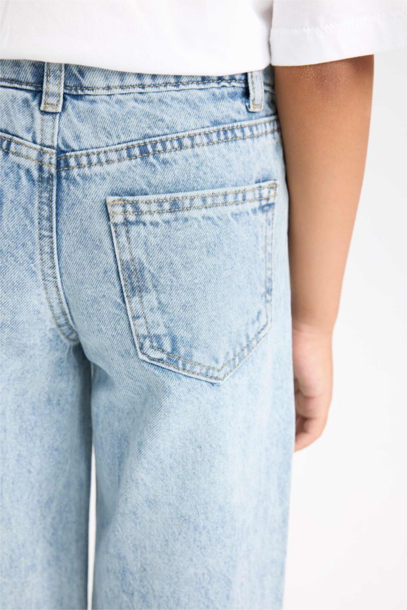 GIRLS & TEENS Light Blue Girl Wide Leg Pocketed Trousers