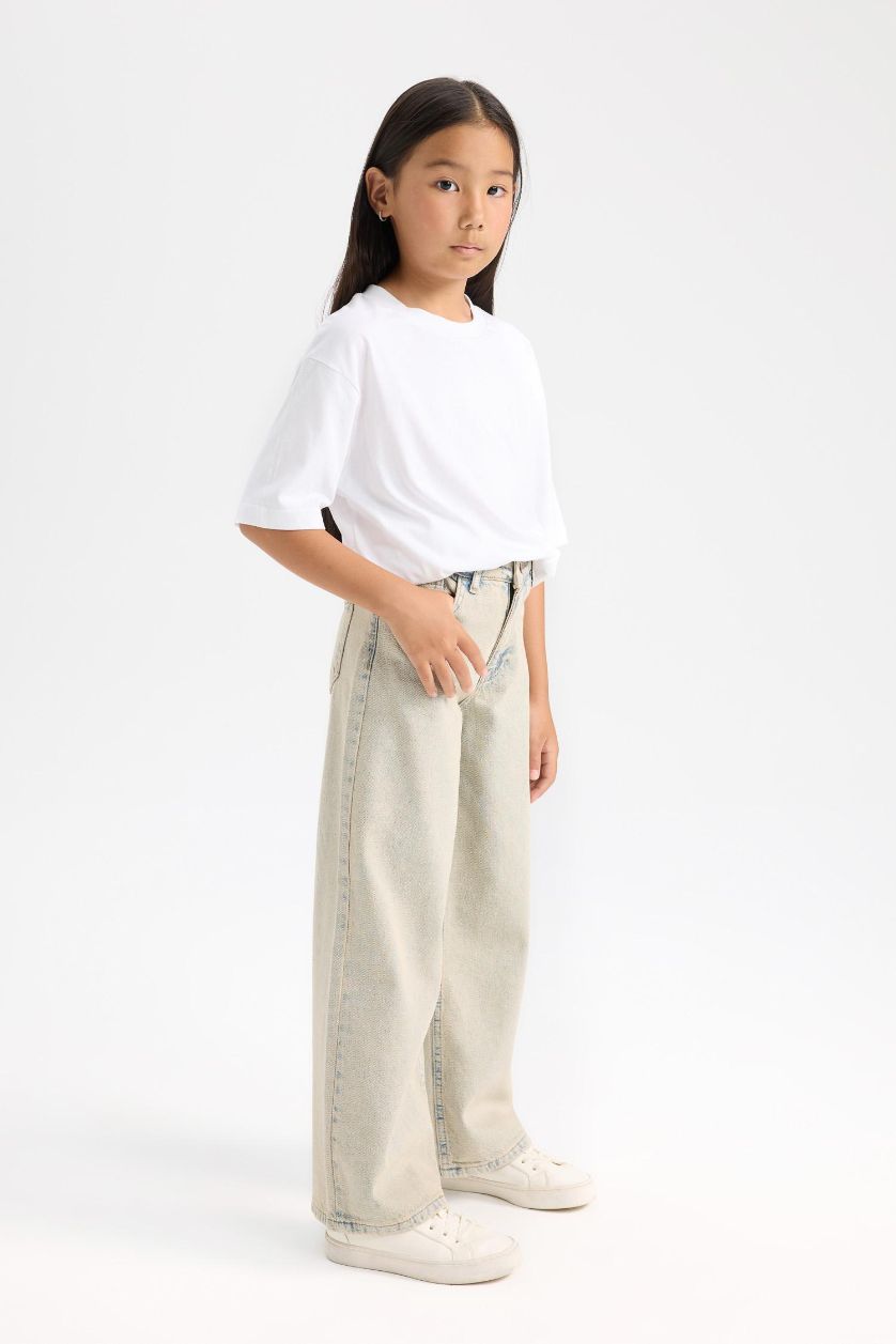 Girls & Teens Light Blue Girl Wide Leg Pocketed Trousers