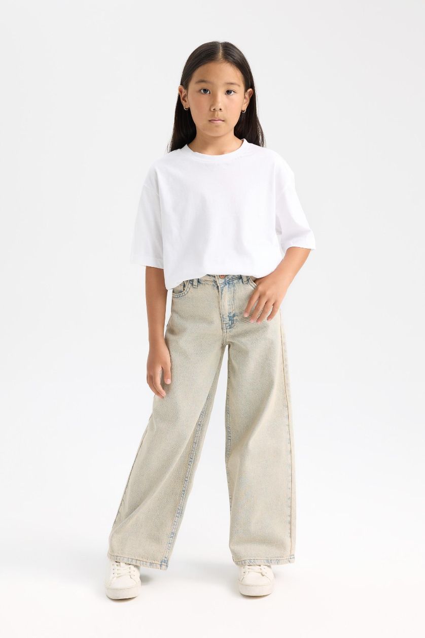 Girls & Teens Light Blue Girl Wide Leg Pocketed Trousers