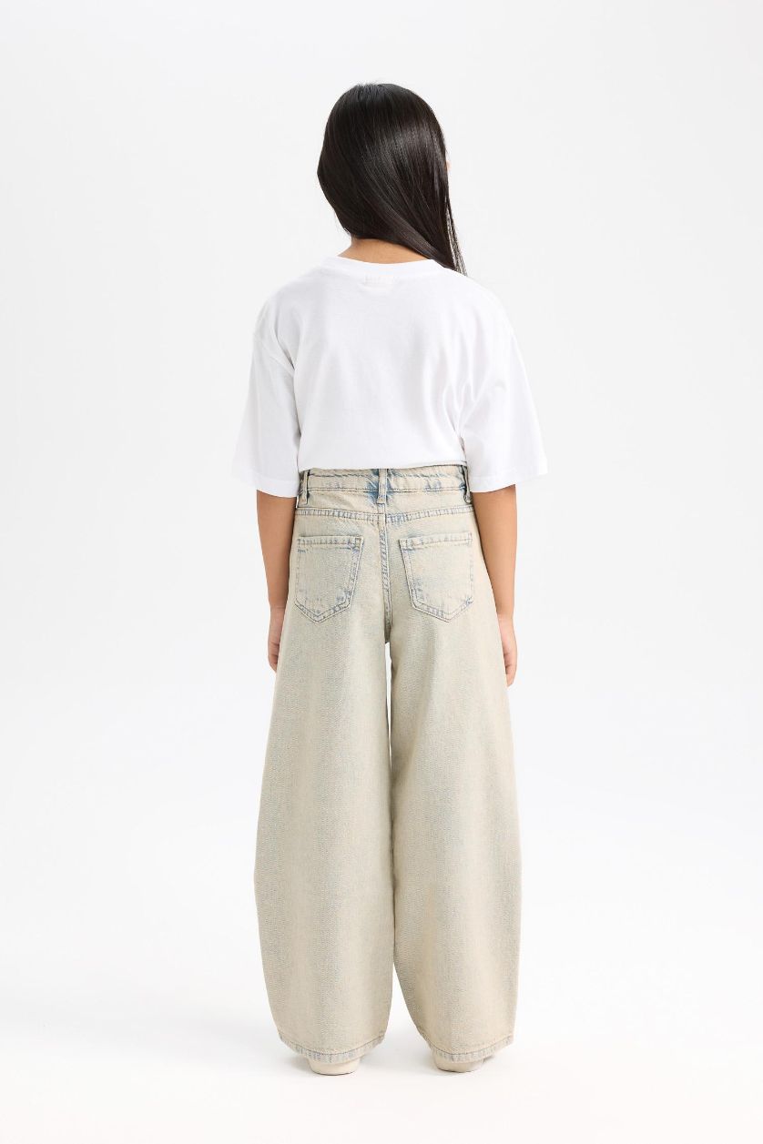 Girls & Teens Light Blue Girl Wide Leg Pocketed Trousers