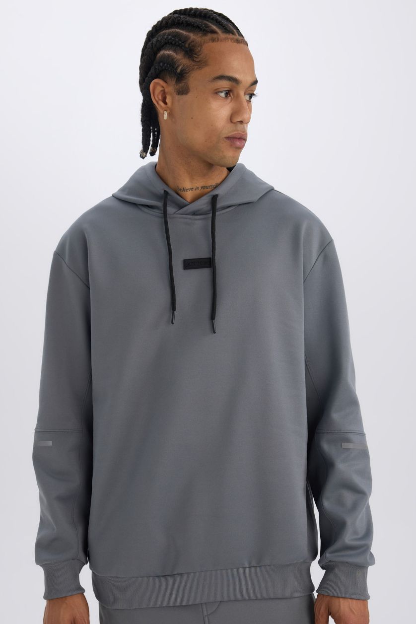 Erkek Gri Standart Fit Kapüşonlu Basic Düz Sporcu Sweatshirt