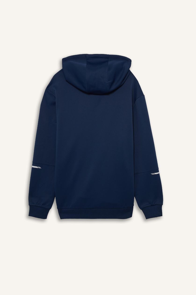 Erkek Lacivert Standart Fit Kapüşonlu Sporcu Sweatshirt