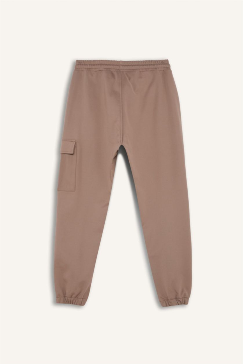 Erkek Vizon Sporcu Jogger Eşofman Altı Standart Fit Üç Cepli Beli Bağcıklı Lastikli Paça