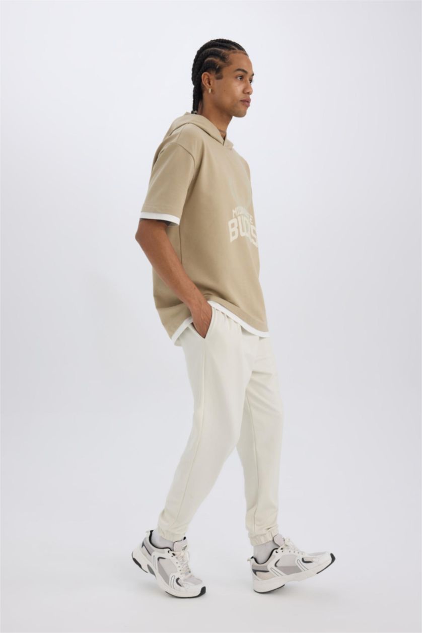 Erkek Taş Sporcu Jogger Eşofman Altı Standart Fit Basic Düz Cepli Beli Paçası Lastikli