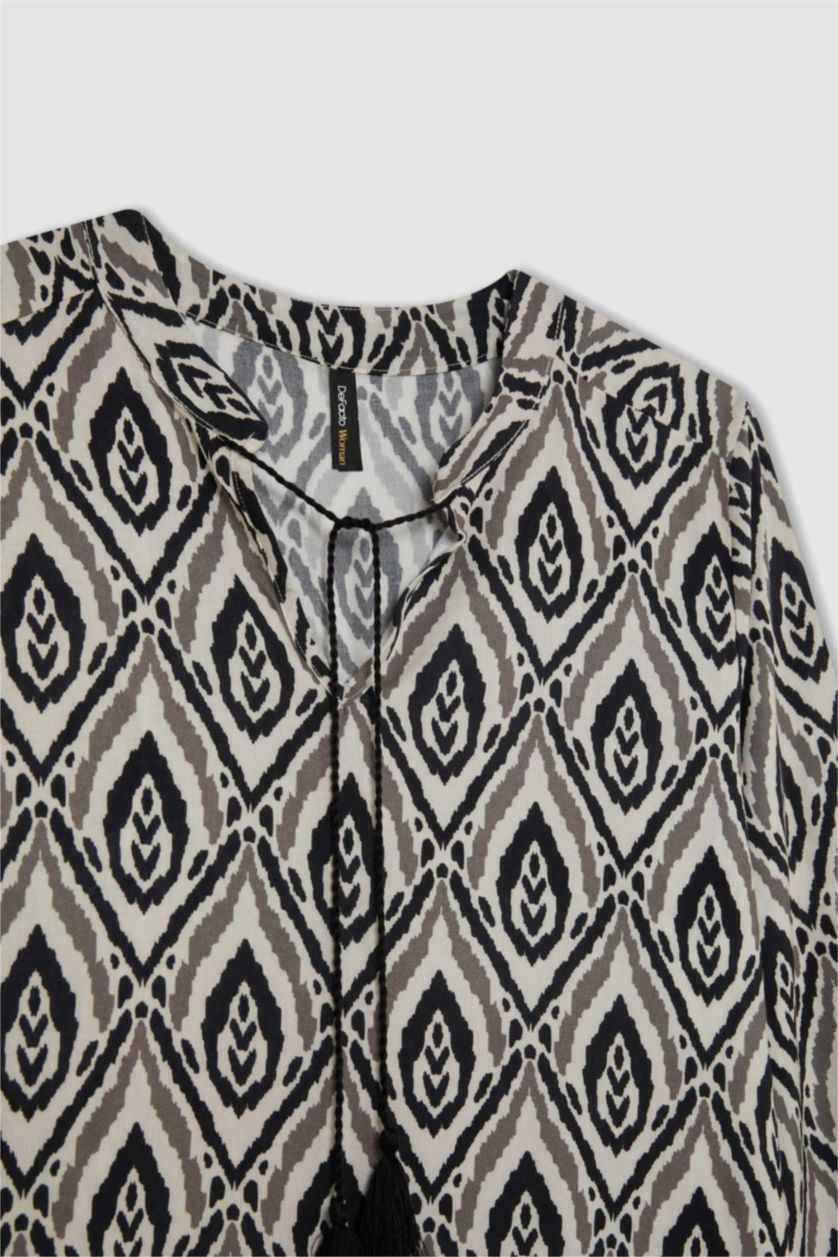 Әйелдерге экру қалыпты пішім с мойын Ұзын Жеңді Блуза