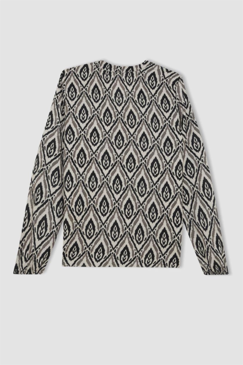 Әйелдерге экру қалыпты пішім с мойын Ұзын Жеңді Блуза