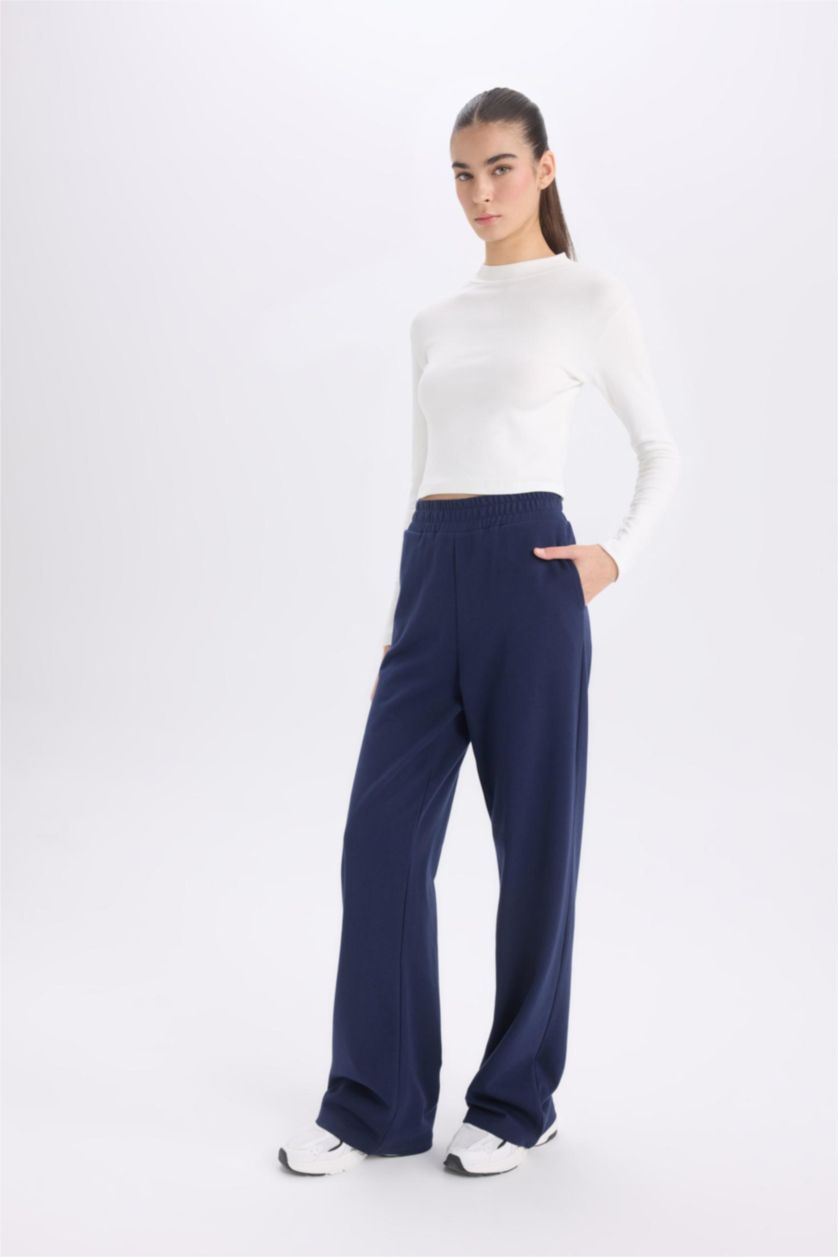 WOMAN NAVY Wide Leg Basic Sweatpants