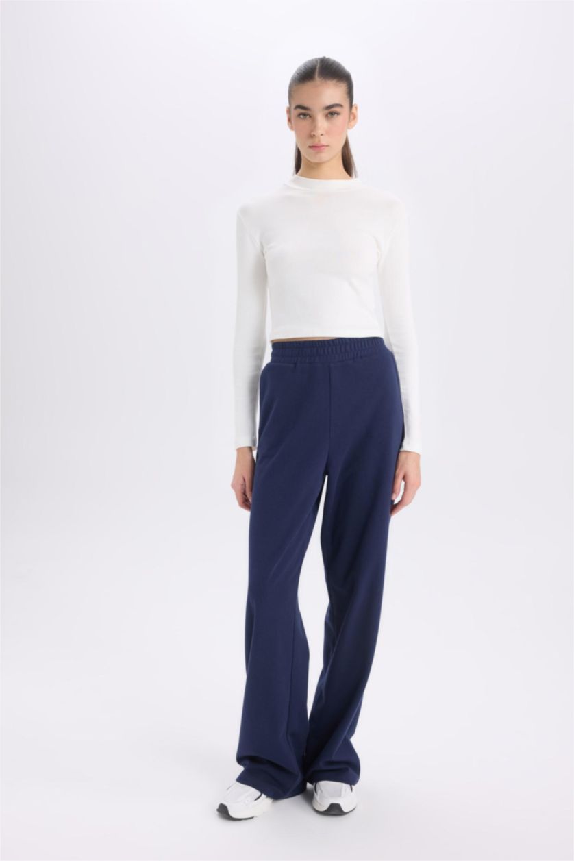WOMAN NAVY Wide Leg Basic Sweatpants