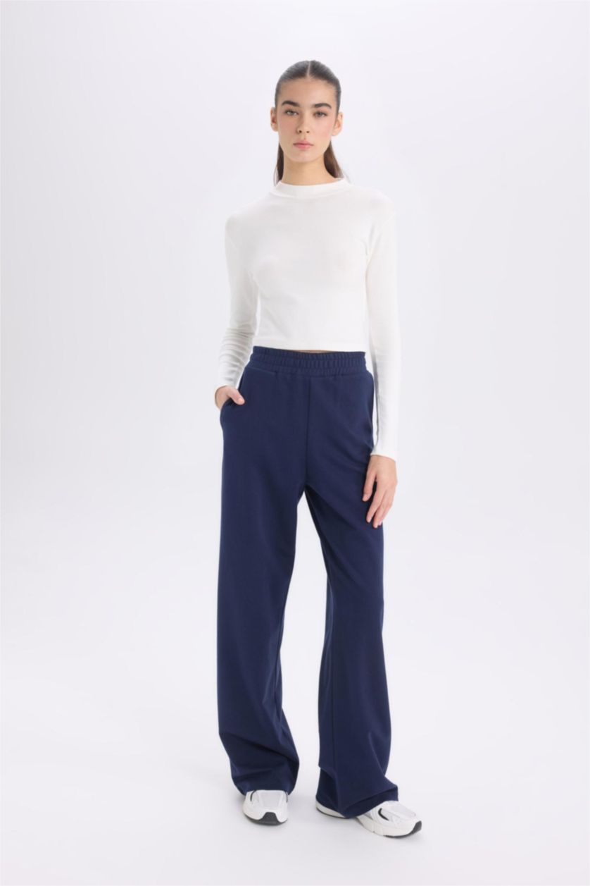 WOMAN NAVY Wide Leg Basic Sweatpants