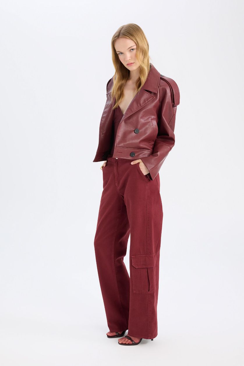 FEMME Marron Pantalon Cargo droit à taille normale