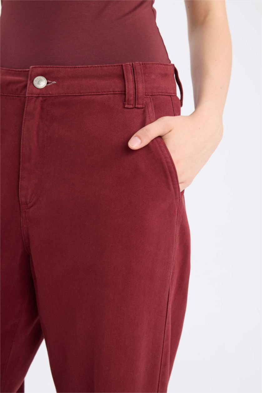 FEMME Marron Pantalon Cargo droit à taille normale