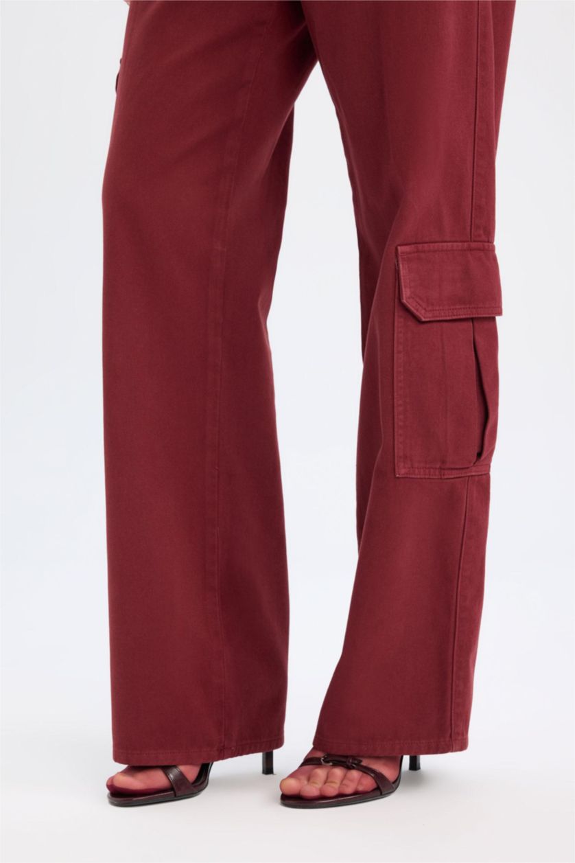 FEMME Marron Pantalon Cargo droit à taille normale