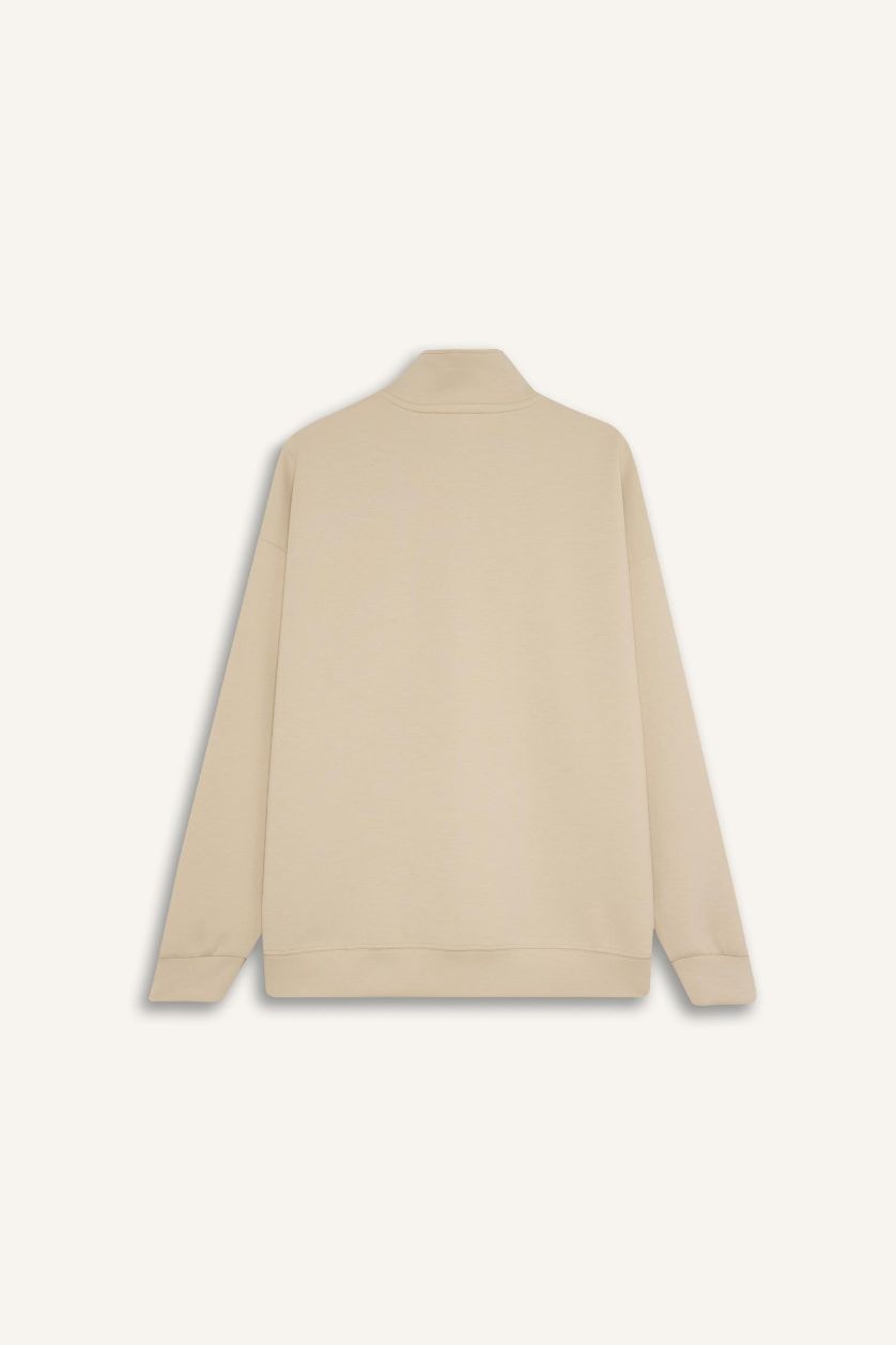 WOMAN Sand DeFactoFit Oversize Fit Stand Collar Sports Sweatshirt