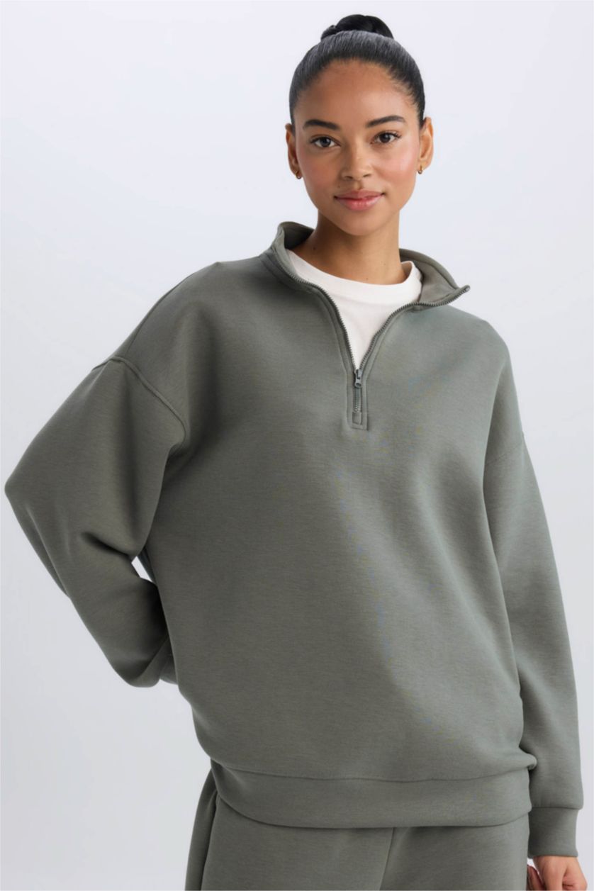 Kadın Haki Oversıze Sweatshirt