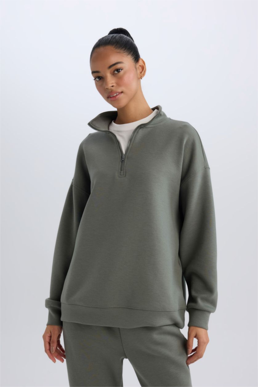 Kadın Haki Oversıze Sweatshirt