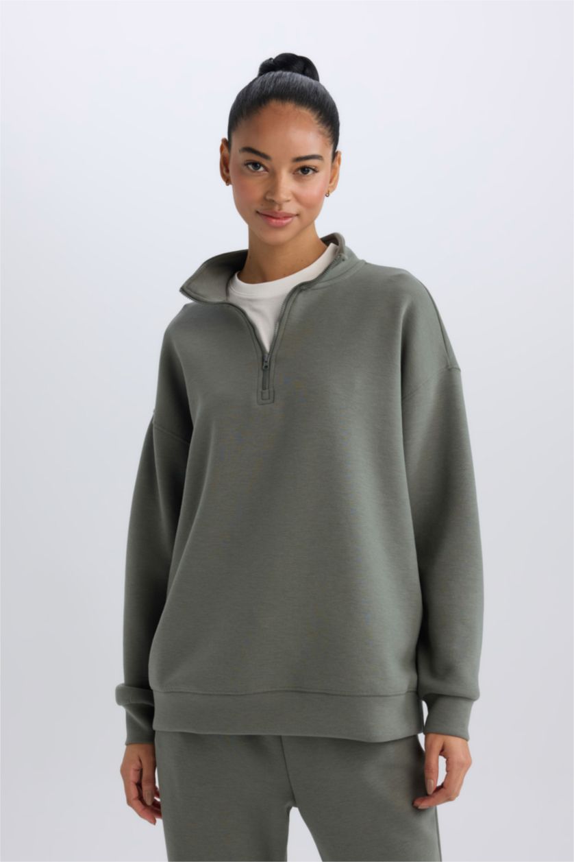 Kadın Haki Oversıze Sweatshirt