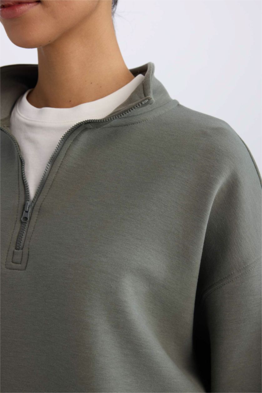 Kadın Haki Oversıze Sweatshirt
