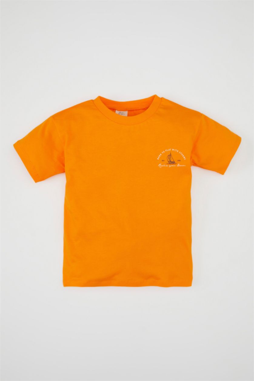 BABY BOY Orange Baby Boy Marine Printed Short Sleeve T-Shirt