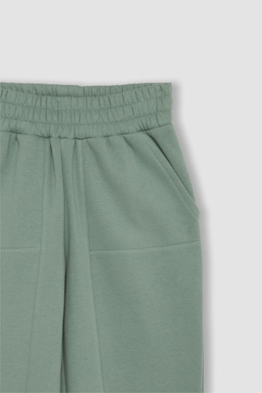 GIRLS & TEENS Light Green Girl Elastic Waist Leg Basic Thick Jogger Sweatpants