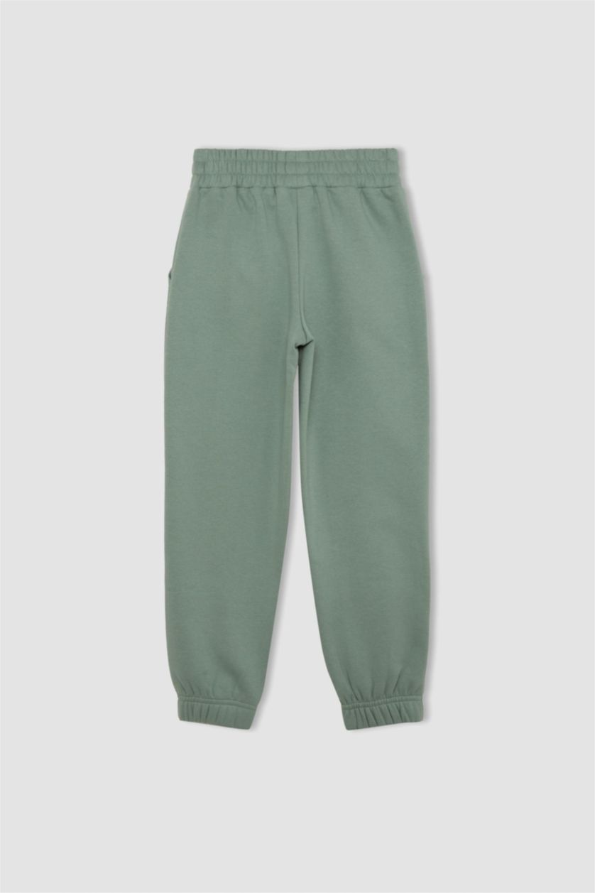 GIRLS & TEENS Light Green Girl Elastic Waist Leg Basic Thick Jogger Sweatpants