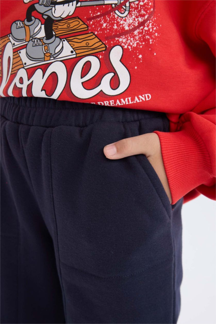 Kız Çocuk - Genç Kız Lacivert Kız Çocuk Beli Paçası Lastikli Cepli Basic Düz Jogger Eşofman Altı