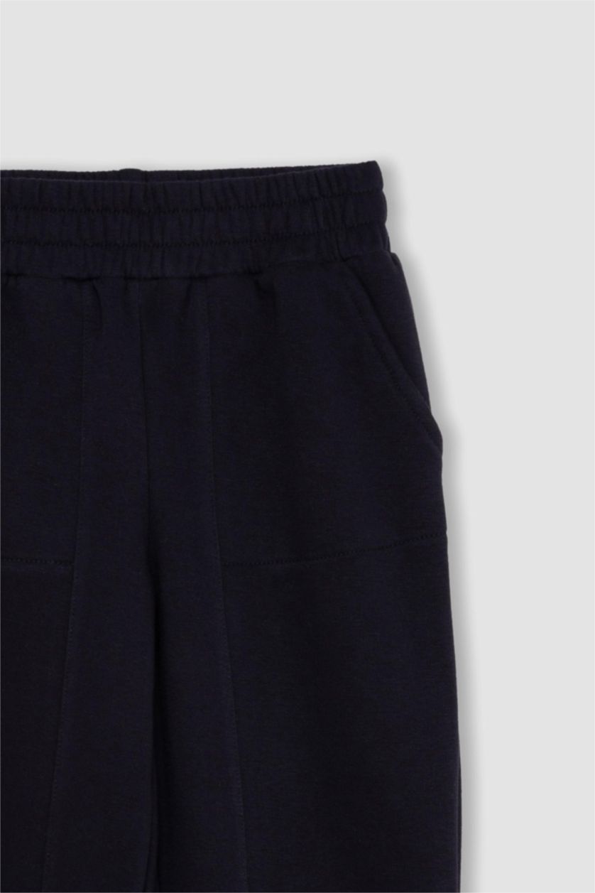 Kız Çocuk - Genç Kız Lacivert Kız Çocuk Beli Paçası Lastikli Cepli Basic Düz Jogger Eşofman Altı